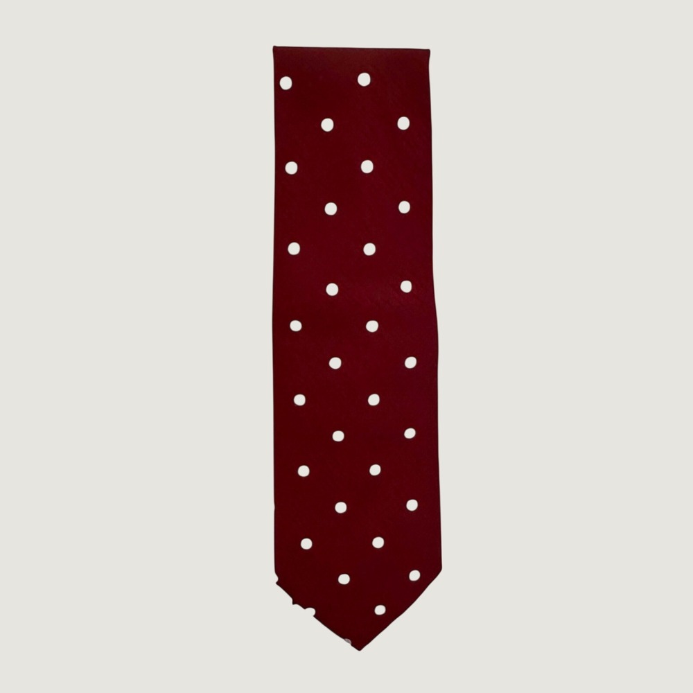 Principe New York Mens Vintage Silk Tie Burgundy Red White Polka Dot Made Italy